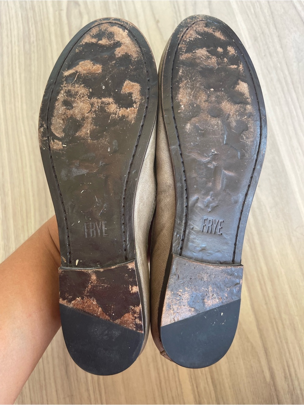 Frye Women's Taupe Leather Ballet Flats - Picture 7 of 12